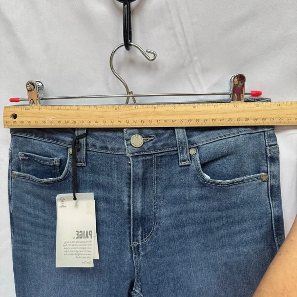 PAIGE Crop Flare Jeans Women’s Rory Raw Hem Size 25 Medium Wash NWT - Picture 5 of 7